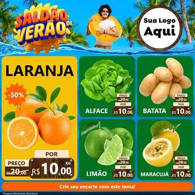 Modelo de Rede Social para Feed Facebook com o tema Saldão de Verão para Hortifrúti