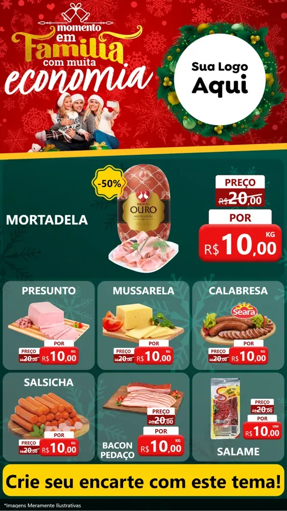 Modelo de Rede Social para Stories com o tema Momento em Família (Natal) para Frios e Laticínios