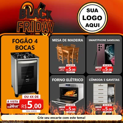 Modelo de Rede Social para Feed Facebook com o tema Black Friday para Móveis e Eletro