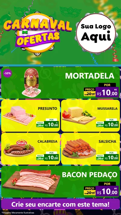 Modelo de TV para TV Vertical com o tema Carnaval de Ofertas para Frios e Laticínios