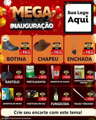 Modelo de Rede Social para Feed Instagram com o tema Mega Inauguração para Agropecuária