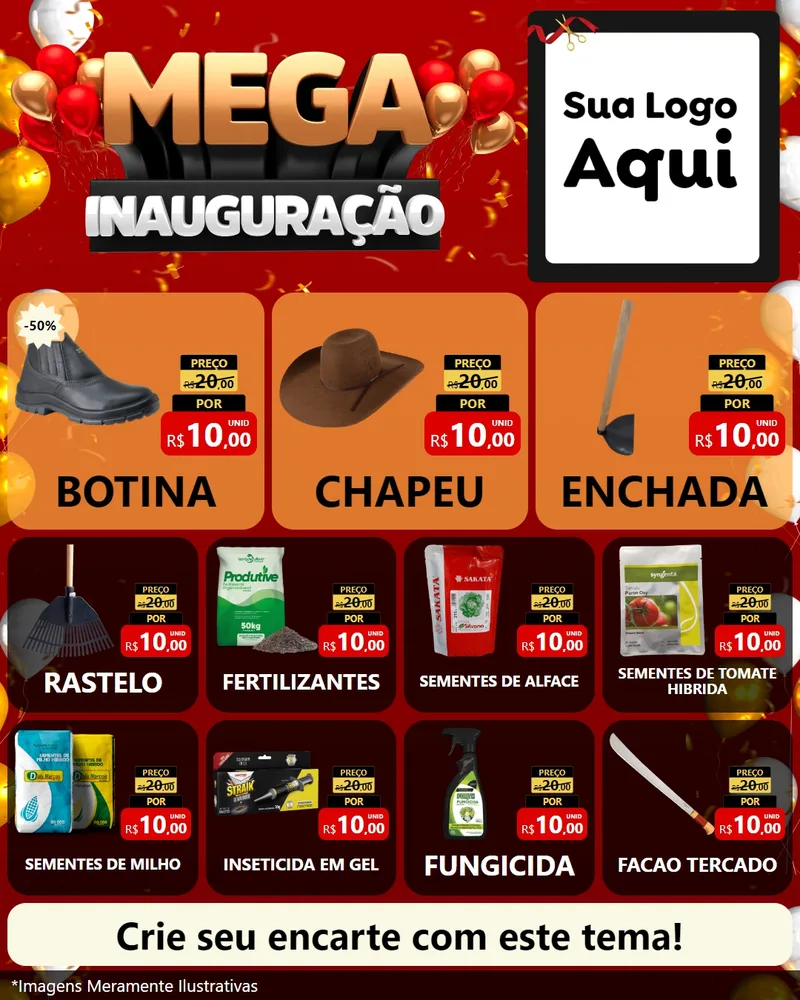 Modelo de Rede Social para Feed Instagram com o tema Mega Inauguração para Agropecuária