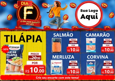 Modelo de Encarte para Encarte A4 Horizontal com o tema Dia F - O Dia Mais Barato Do Mês para Peixaria