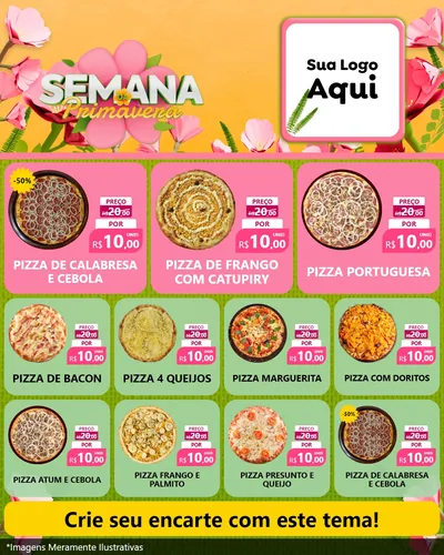 Modelo de Rede Social para Feed Instagram com o tema Semana da Primavera para Pizzaria