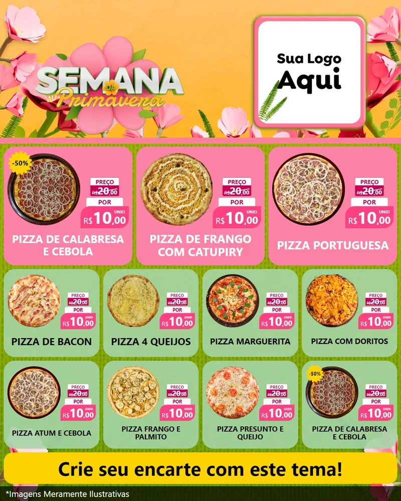 Modelo de Rede Social para Feed Instagram com o tema Semana da Primavera para Pizzaria