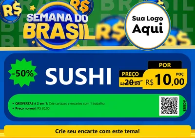 Modelo de Cartaz para Cartaz A4 Horizontal com o tema Semana Do Brasil para Comida japonesa