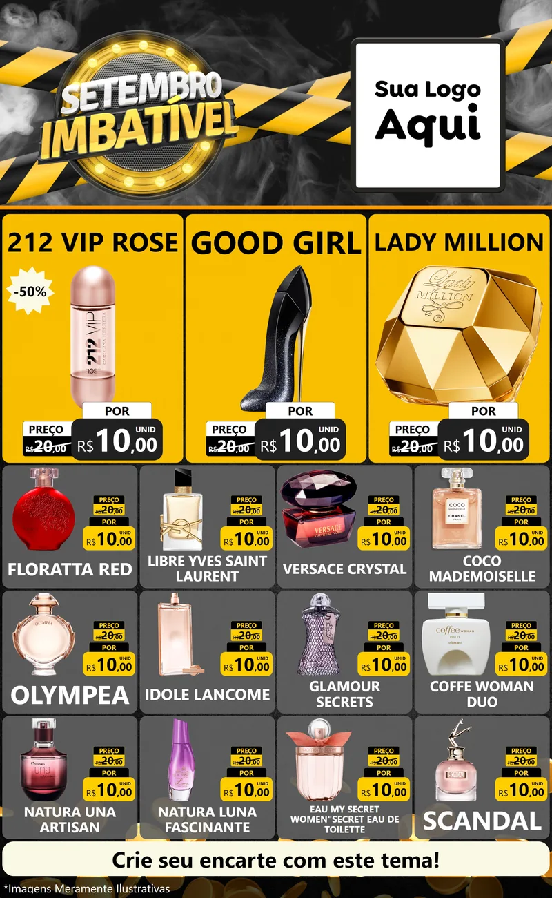 Modelo de Encarte para Encarte Grande com o tema Setembro Imbatível para Perfumes