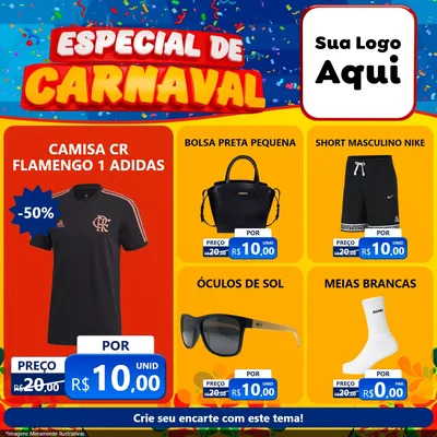 Modelo de Rede Social para Feed Facebook com o tema Especial de Carnaval para Roupas e acessórios