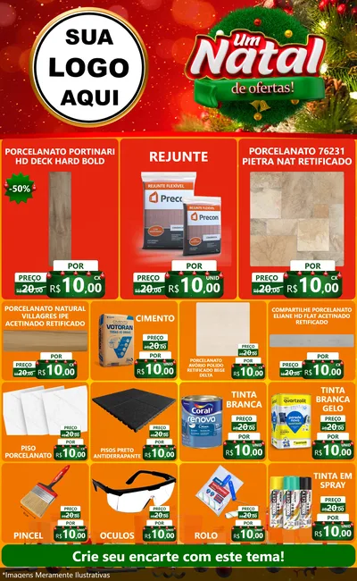 Modelo de Encarte para Encarte Grande com o tema Um Natal de Ofertas para Pisos e revestimentos