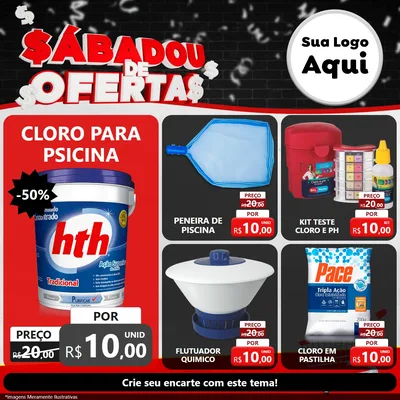 Modelo de Rede Social para Feed Facebook com o tema Sabadou de Ofertas para Produtos para Piscina