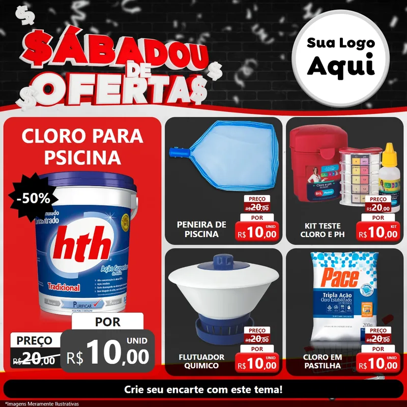 Modelo de Rede Social para Feed Facebook com o tema Sabadou de Ofertas para Produtos para Piscina