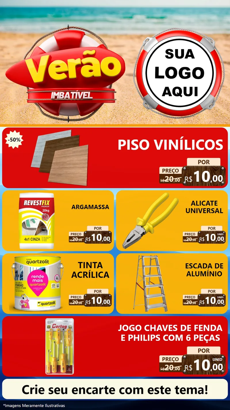 Modelo de TV para TV Vertical com o tema Verão Imbatível para Material para Construção