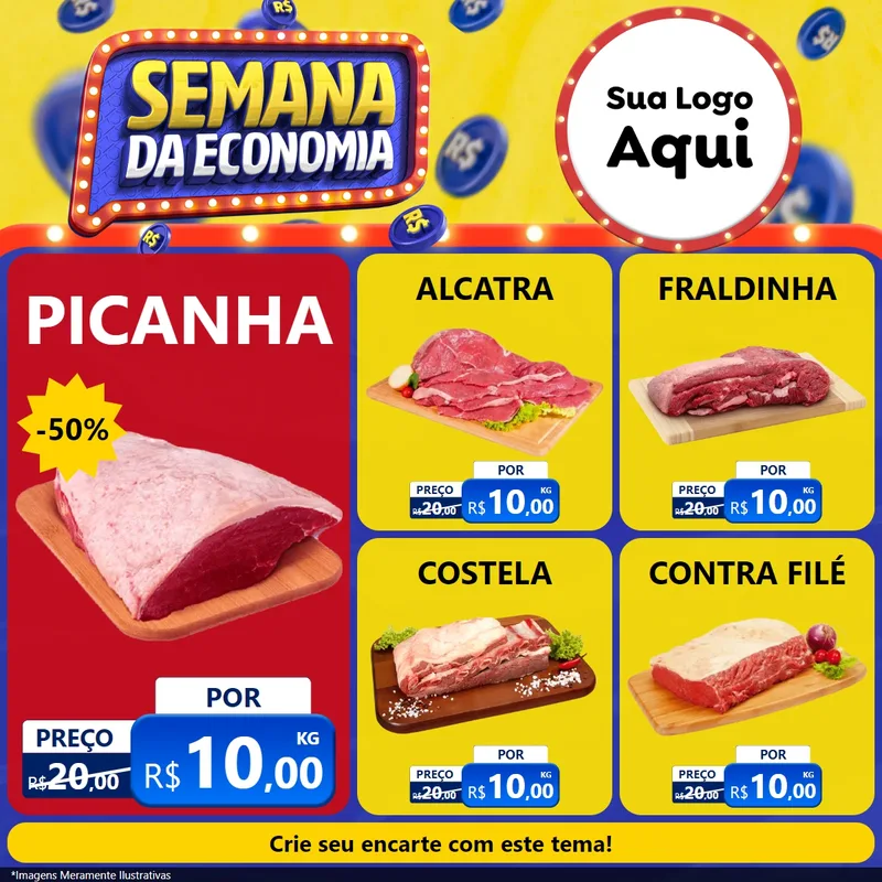 Modelo de Rede Social para Feed Facebook com o tema Semana da Economia para Açougue