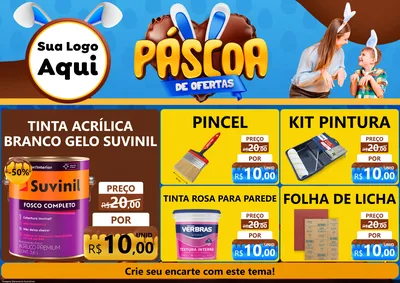 Modelo de Encarte para Encarte A4 Horizontal com o tema Páscoa de Ofertas para Tintas e Ferramentas
