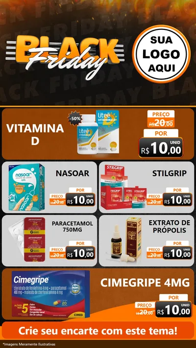 Modelo de TV para TV Vertical com o tema Black Friday para Farmácia
