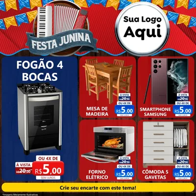 Modelo de Rede Social para Feed Facebook com o tema Festa Junina para Móveis e Eletro