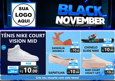 Modelo de Encarte para Encarte A4 Horizontal com o tema Black November para Calçados