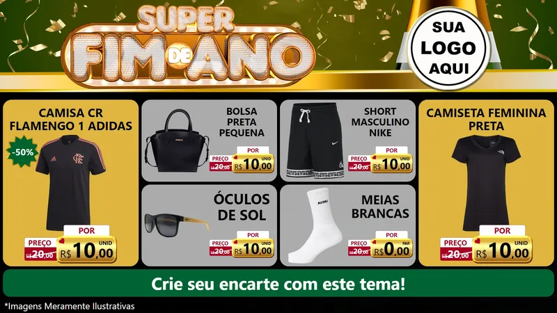 Modelo de TV para TV Horizontal com o tema Super Fim de Ano para Roupas e acessórios