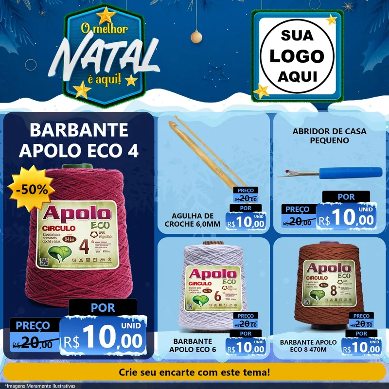 Modelo de Rede Social para Feed Facebook com o tema O Melhor Natal É Aqui! para Armarinho e Aviamentos