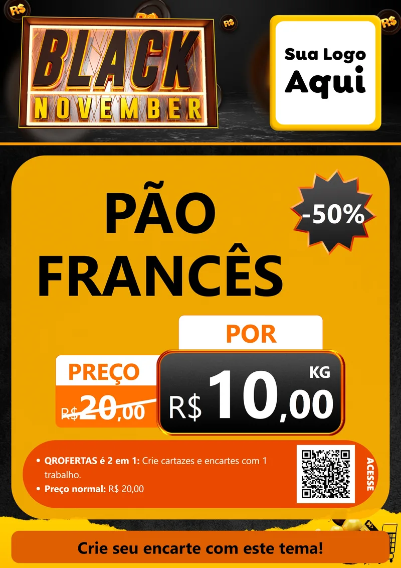 Modelo de Cartaz para Cartaz A4 Vertical com o tema Black November para Padaria