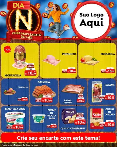 Modelo de Rede Social para Feed Instagram com o tema Dia N - O Dia Mais Barato Do Mês para Frios e Laticínios