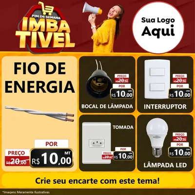 Modelo de Rede Social para Feed Facebook com o tema Fim de Semana Imbatível para Materiais Elétricos