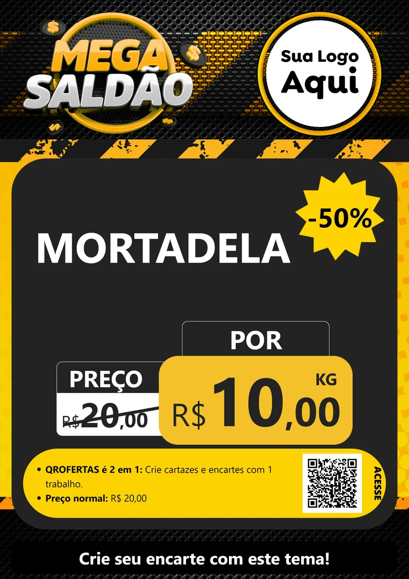 Modelo de Cartaz para Cartaz A4 Vertical com o tema Mega Saldão para Frios e Laticínios