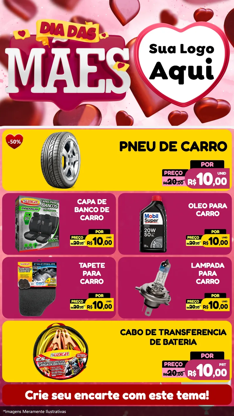 Modelo de TV para TV Vertical com o tema Dia Das Mães para Auto peças
