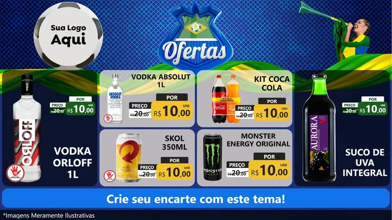 Modelo de TV para TV Horizontal com o tema Ofertas (Futebol) para Distribuidora de bebidas