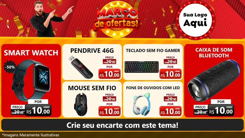 Modelo de TV para TV Horizontal com o tema Março de Ofertas! para Informática