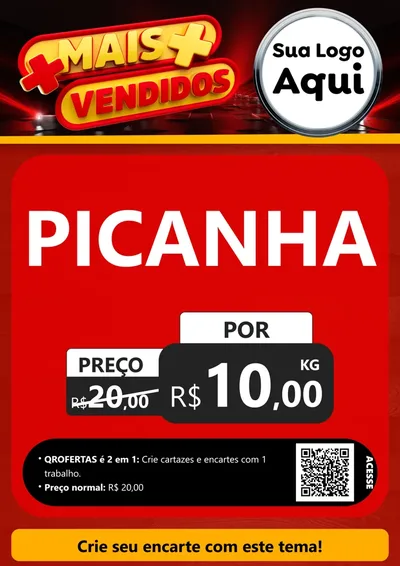 Modelo de Cartaz para Cartaz A4 Vertical com o tema Mais Vendidos para Açougue