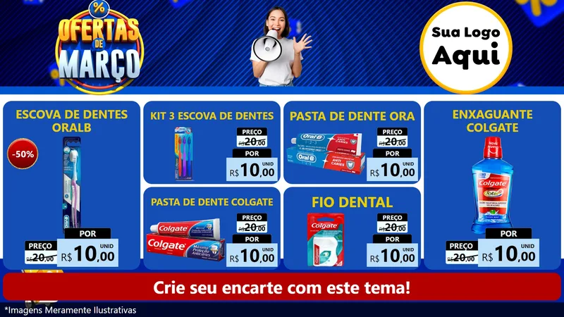 Modelo de TV para TV Horizontal com o tema Ofertas de Março para Higiene Pessoal