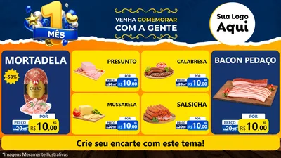 Modelo de TV para TV Horizontal com o tema Um Mês de Aniversário para Frios e Laticínios
