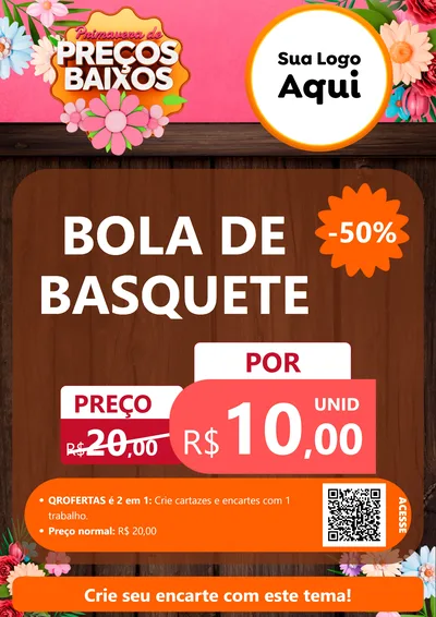 Modelo de Cartaz para Cartaz A4 Vertical com o tema Primavera de Preços Baixos para Artigos Esportivos