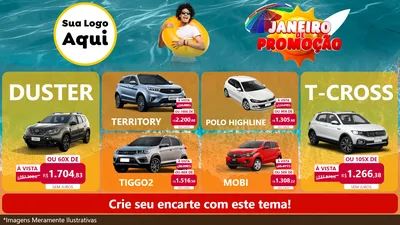 Modelo de TV para TV Horizontal com o tema Janeiro de Promoção para Concessionaria de Carros