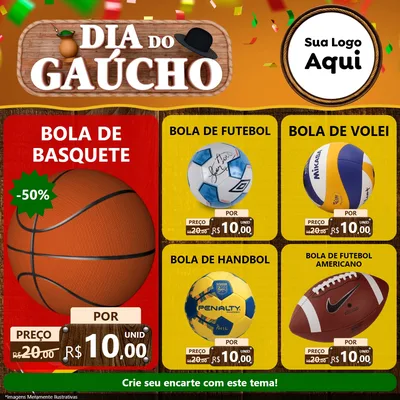 Modelo de Rede Social para Feed Facebook com o tema Dia do Gaúcho para Artigos Esportivos