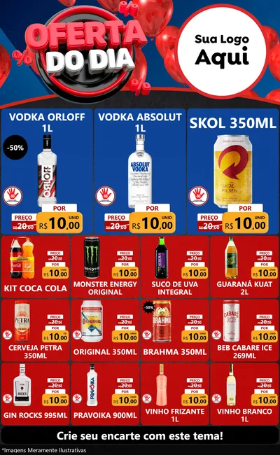 Modelo de Encarte para Encarte Grande com o tema Oferta do Dia para Distribuidora de bebidas