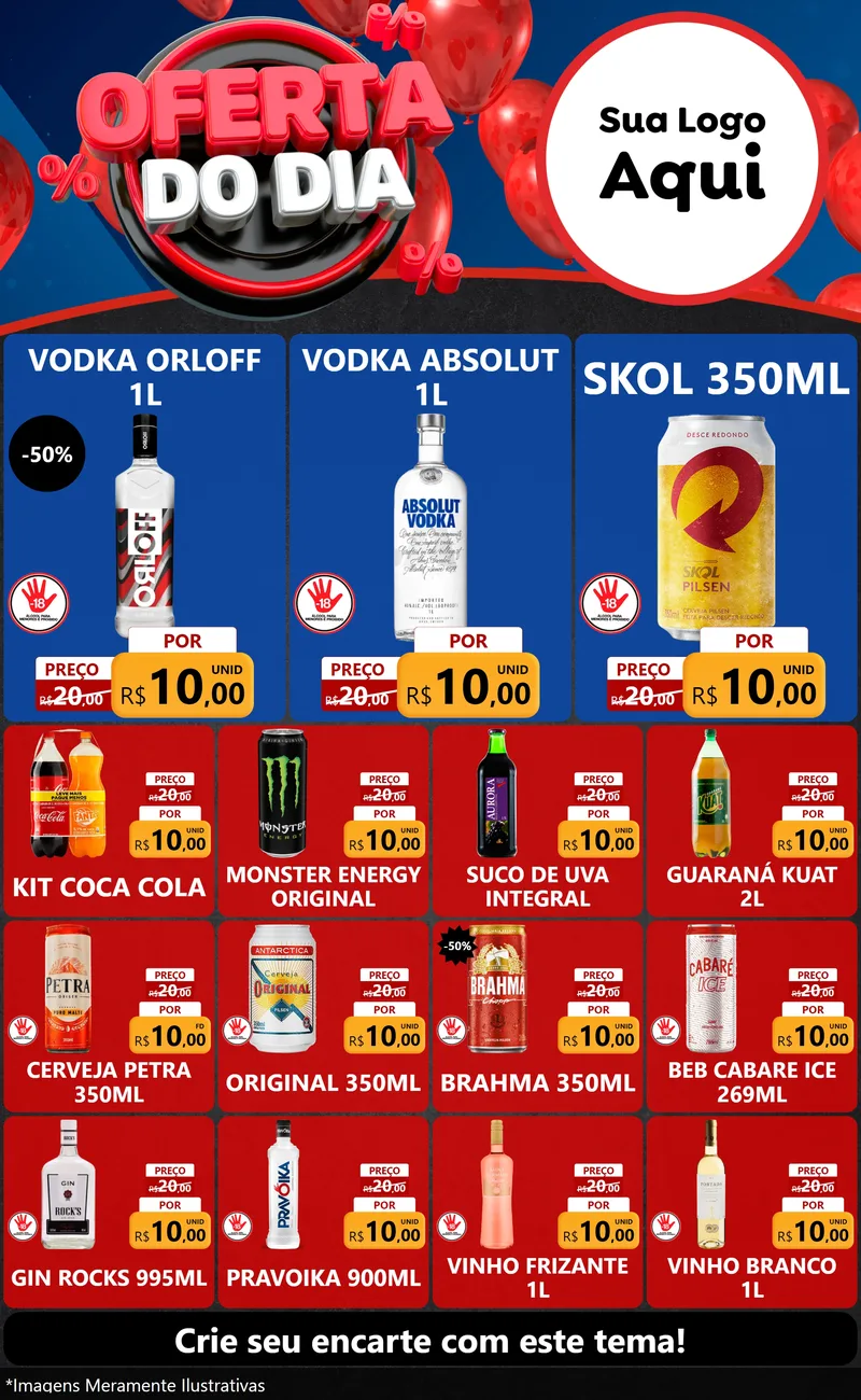 Modelo de Encarte para Encarte Grande com o tema Oferta do Dia para Distribuidora de bebidas