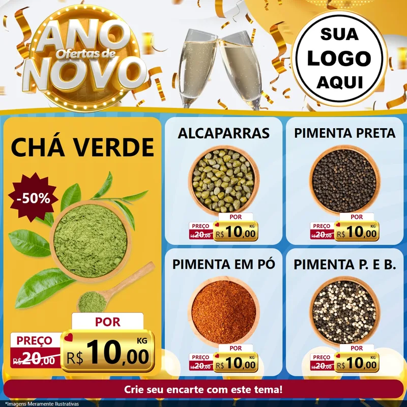 Modelo de Rede Social para Feed Facebook com o tema Ofertas de Ano Novo para Produtos Naturais