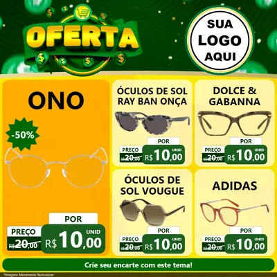 Modelo de Rede Social para Feed Facebook com o tema Oferta para Óticas