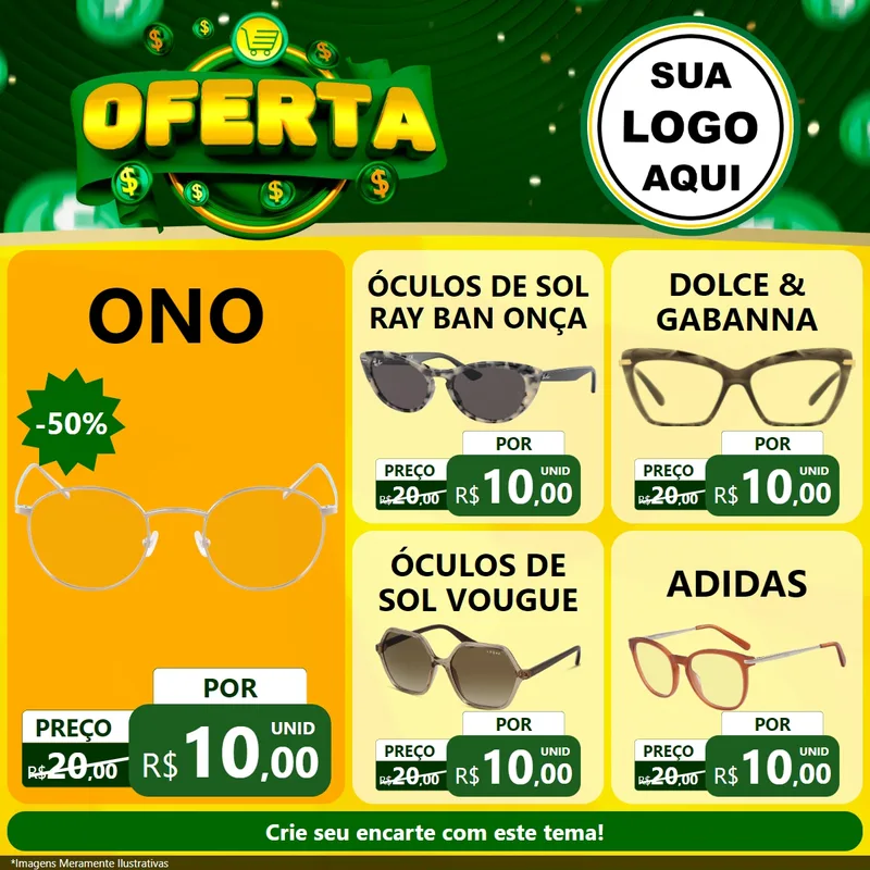 Modelo de Rede Social para Feed Facebook com o tema Oferta para Óticas