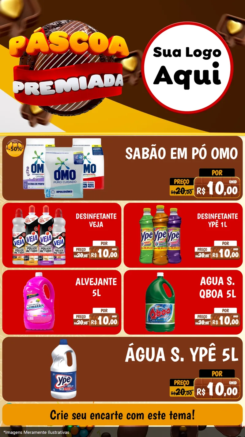 Modelo de TV para TV Vertical com o tema Páscoa Premiada para Produtos de Limpeza