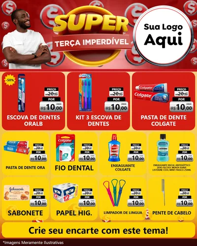 Modelo de Rede Social para Feed Instagram com o tema Super Terça Imperdível para Higiene Pessoal