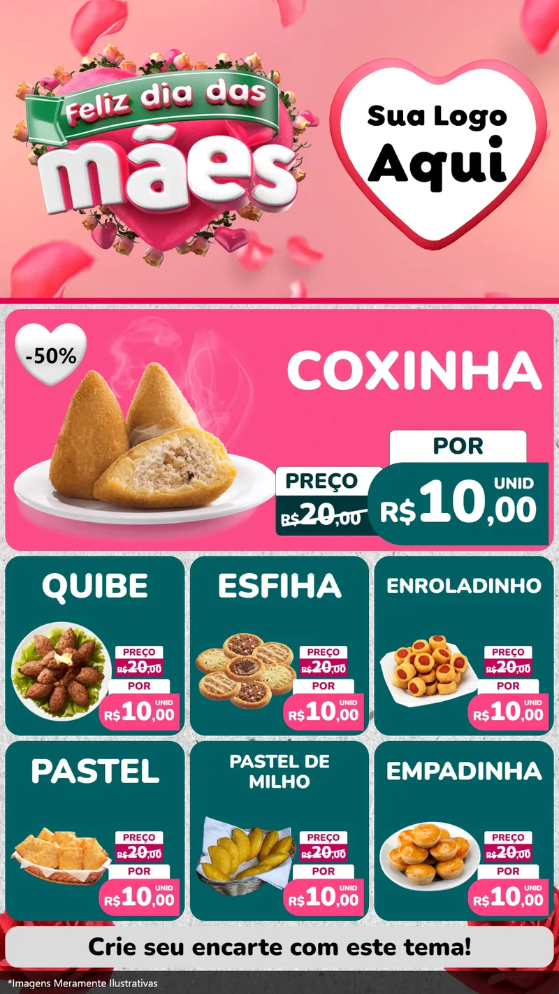 Modelo de Rede Social para Stories com o tema Feliz Dia das Mães para Salgadaria
