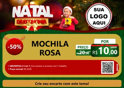 Modelo de Cartaz para Cartaz A4 Horizontal com o tema Natal da Economia para Papelaria