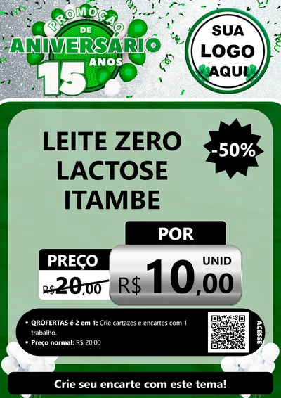 Modelo de Cartaz para Cartaz A4 Vertical com o tema Promoção de Aniversário - 15 Anos para Frios e Laticínios