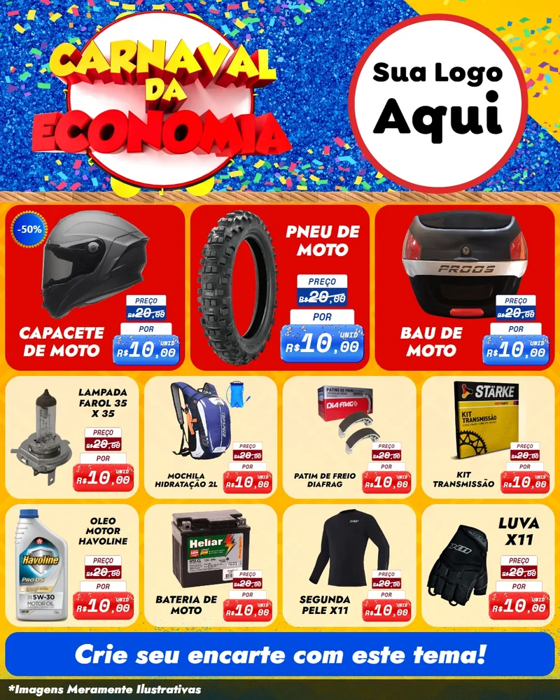 Modelo de Rede Social para Feed Instagram com o tema Carnaval da Economia para Moto peças