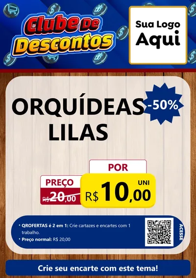 Modelo de Cartaz para Cartaz A4 Vertical com o tema Clube de Descontos para Floricultura e jardim