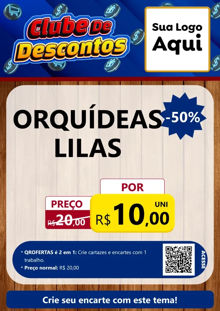 Modelo de Cartaz para Cartaz A4 Vertical com o tema Clube de Descontos para Floricultura e jardim
