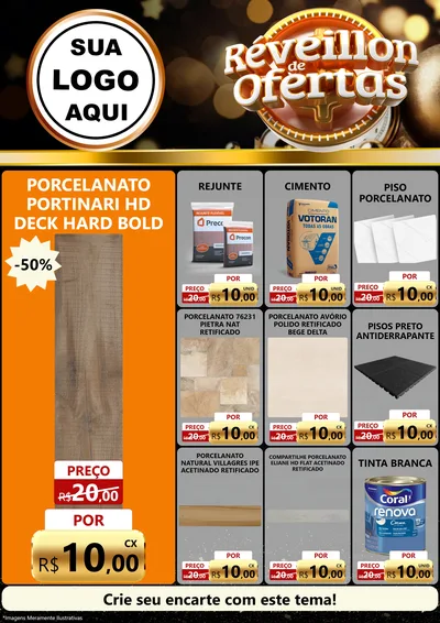 Modelo de Encarte para Encarte A4 Vertical com o tema Réveillon de Ofertas para Pisos e revestimentos